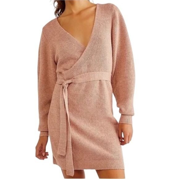Free People Sienna Wrap Dress in Cocoa Size Small NWT - Picture 1 of 15